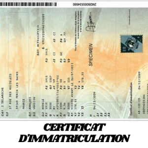 CERTIFICAT D'IMMATRICULATION